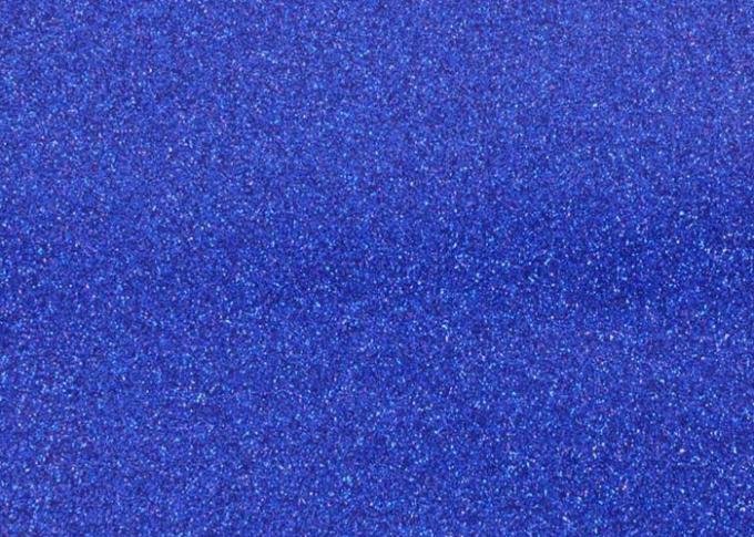 布の底が付いている青いポリ塩化ビニールのきらめきの生地、特別な織物の革輝きのきらめきの生地